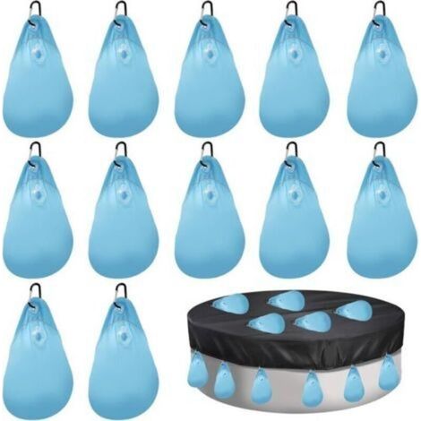 12 sacs lestés pour bâche de piscine – sacs à eau réutilisables, accessoires de fixation anti-vent pour housses de piscine hors sol et enterrée (1/4)