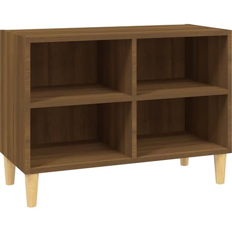 Meuble TV, Étagère TV, Meuble de Salon, avec pieds en bois massif Chêne marron 69,5x30x50 cm OIB2149E (1/5)