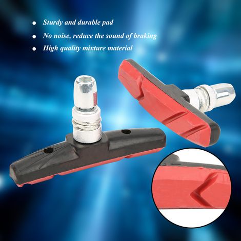 Paire de patins de frein VTT silencieux en composite, accessoires vélo rouge haute performance (1/4)