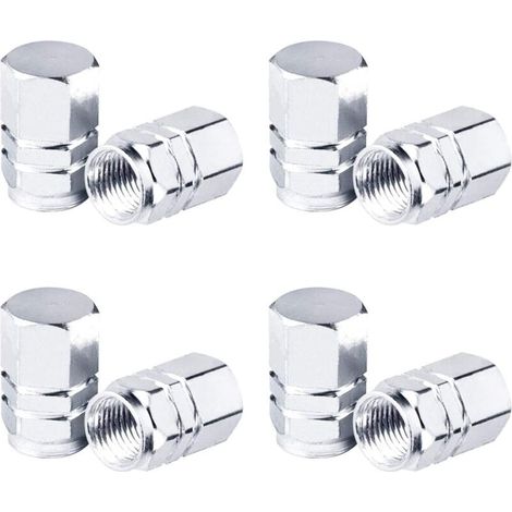 Bouchons de Valve en Aluminium pour Voiture Moto Vélo 8 Pièces Argent (1/4)