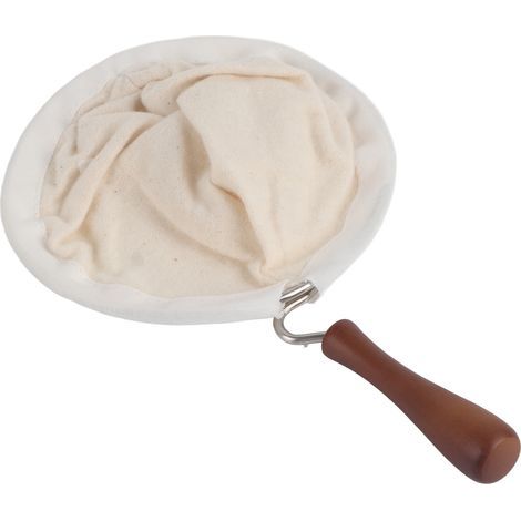 Handgefertigter, wiederverwendbarer Kaffeefilter aus Flanellstoff mit Holzgriff (groß) (1/5)