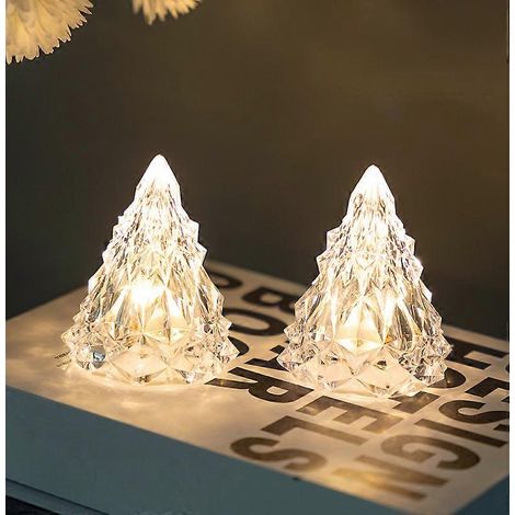 stuks kerstdecoraties met diamantkristallen sfeerverlichting voor restaurants, acryl LED kerstboom nachtlampje (1/5)