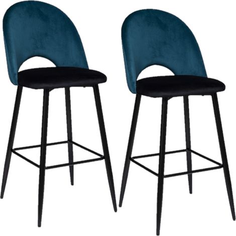 Lot de 2 chaises de bar en velours KARA (1/4)