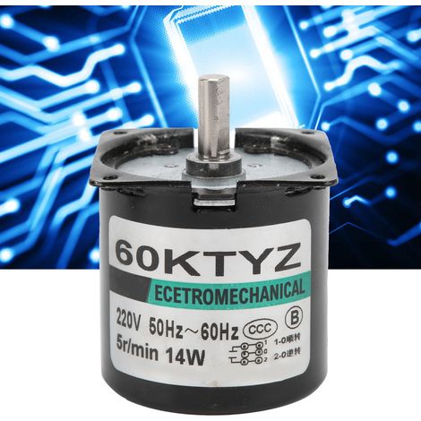 Moteur synchrone à courant alternatif XD60KTYZ+ avec support, 14 W, à aimant permanent, à faible vitesse, bidirectionnel, à couple élevé et à arbre excentrique, 5 tr/min, 220 V CA. (1/5)