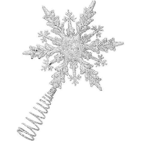 Décoration de sapin de Noël en forme de flocon de neige (1 pièce) en fer argenté (1/5)