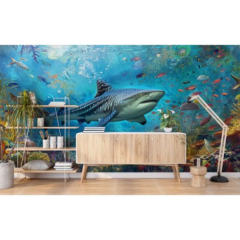 Papier peint animaux - requin barrière corail - 150 x 250 cm (1/2)