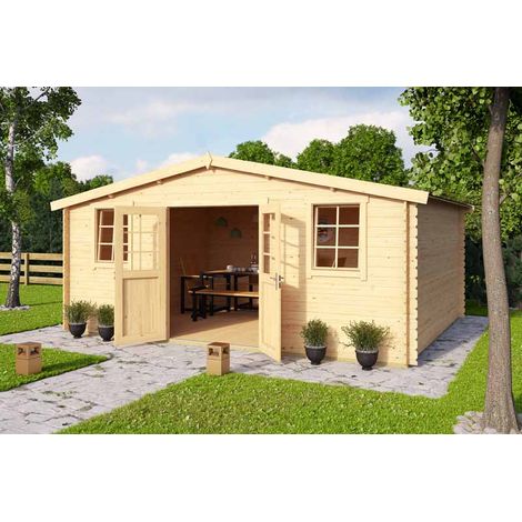 Wels 5-Log Cabin, Wooden Garden Room, Timber Summerhouse, Home Office - L548.8 x W420 x H245.1 cm