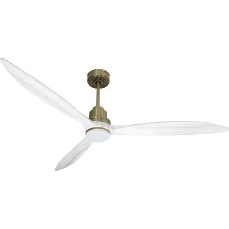 Tenerife - Super destratificateur et ventilateur DC 166 cm Laiton pales bois blanc avec Lumière 30 à 60 m² (1/5)