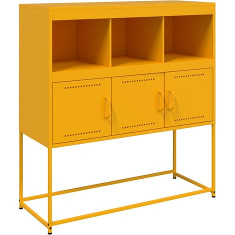 Maison Exclusive - Buffet jaune moutarde 100,5x39x107 cm acier (1/5)