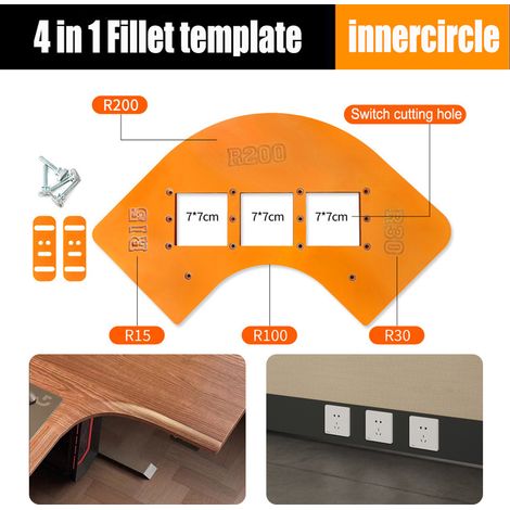 Gabarit d’arrondi pour menuiserie – Template en bakélite pour angles semi‑ronds – Idéal pour les coins d’armoires (1/3)