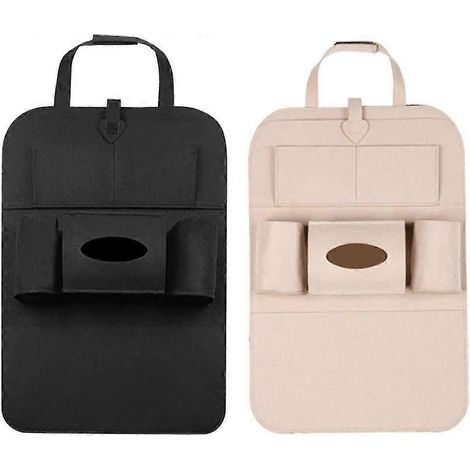 Organisateur de voiture à 2 compartiments, rangement pour siège auto, protection pour siège arrière, idéal pour les longs trajets et les voyages en famille (1/5)