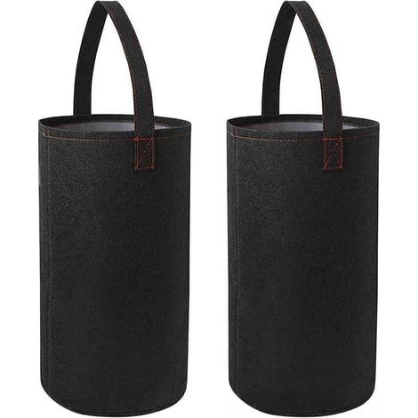 Lot de 2 sacs de culture en feutre – Jardinières suspendues pour tomates – Sacs de culture pour fleurs et plantes – Jardinières inversées – Noir (1/5)