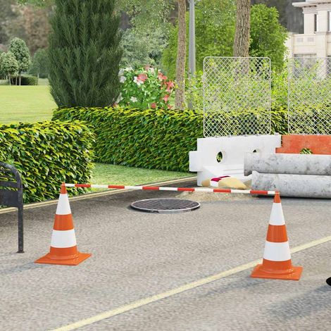 Barres rétractables pour cônes de signalisation, 10 pièces, ABS blanc et rouge, 116–197 cm - PANGIVO (1/5)