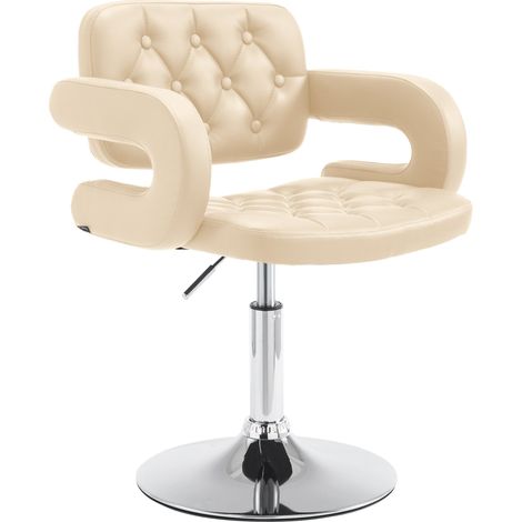 Poltrona da ufficio con braccioli imbottiti e regolabili in altezza in PVC color crema 100002796