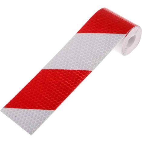 Film Réfléchissant - Ruban Réfléchissant Autoadhésif - Autocollant d'Alerte Rouge et Blanc - 3 m x 10 cm (1/5)