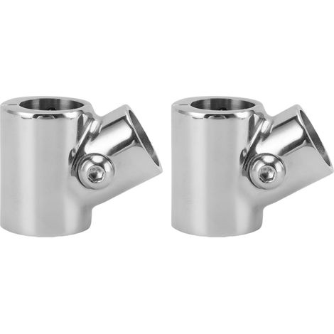 Ortviai Raccord en T pour rampe de bateau en acier inoxydable 316 poli, 60°, 25,4 mm, 2 pièces (1/5)