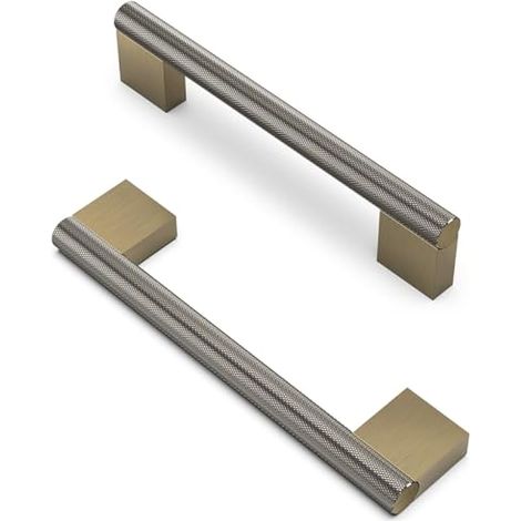 10 pièces Boutons d'armoire moletés Poignées Laiton antique brillant Espacement des Trous de 128 mm Poignées de Meubles Poignées de Placard Poignées de Cuisine Poignées de Tiroir de Meubles
