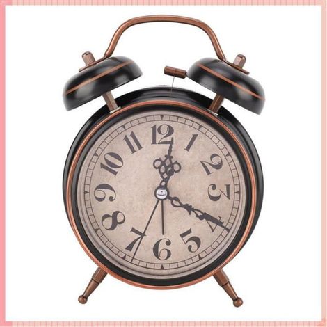 Réveil avec veilleuse Réveil de bureau rétro 4 pouces avec veilleuse double cloche pour la maison deco pendule 4 pouces noir (1/5)