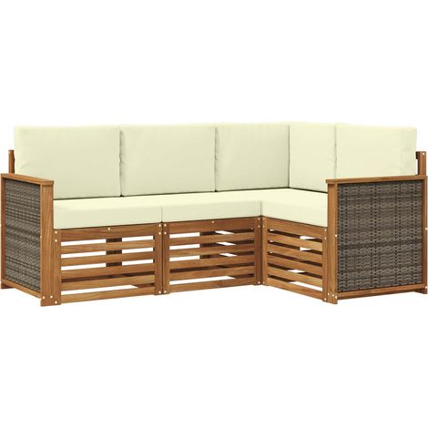 Set divani con cuscino 4 pcs Legno di Acacia Massello vidaXL