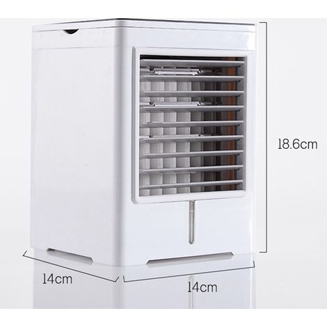 Un ensemble de refroidisseur d'air portable en ABS blanc avec inscription, adapté à une utilisation au bureau et à la maison.
