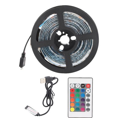 Bande LED USB 5V, 16 couleurs et 4 modes, résistante à la pluie, flexible, RGB, avec télécommande (1/5)