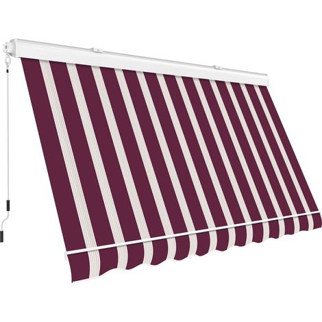 Tenda da sole a Caduta Cassonata in Alluminio Balcone Finestra Soffitto o Parete Bordeaux/Beige Bordeaux/Beige - L200xP250 CM (1/4)