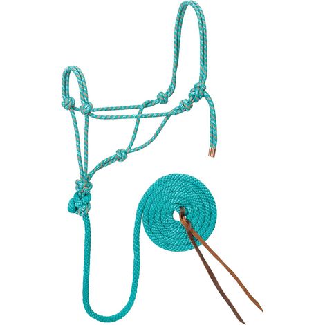 1 Licol Et Longe De Cheval Corde Polyester Tressée Motif Diamant Double Sangle Équitation