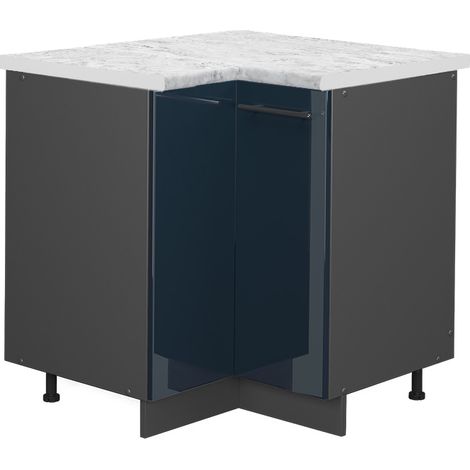 Mobile ad angolo cucina Fame-Line, Blu scuro lucido, 80.5 cm , PL Marmo, Vicco (1/5)