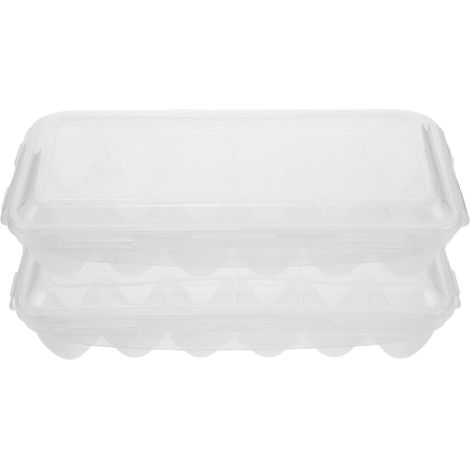 Lot de 2 Boîtes à Œufs Empilables pour Réfrigérateur Organisateur d'Œufs en Plastique avec Couvercle Transparent 18 Compartiments Support Compact pour Rangement et Conservation (1/5)