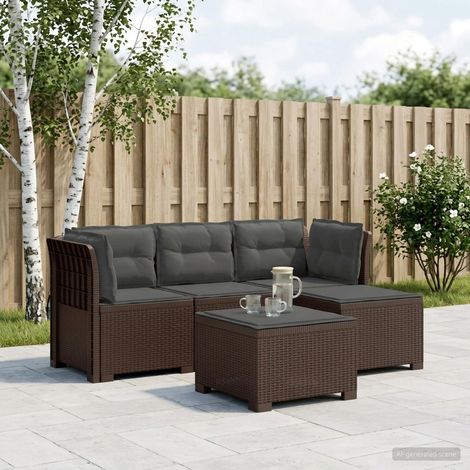 vidaXL Sofá de Jardín para 4 Personas con Cojines y Diseño de Rattan (1/5)