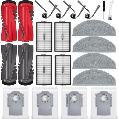 Lot de 20 pièces de rechange pour aspirateur Roborock Saros 20 Sonic, 2 ensembles de brosses principales, 4 brosses latérales, 4 filtres HEPA, 4 serpillères, 4 sacs à poussière, 2 outils de (1/5)