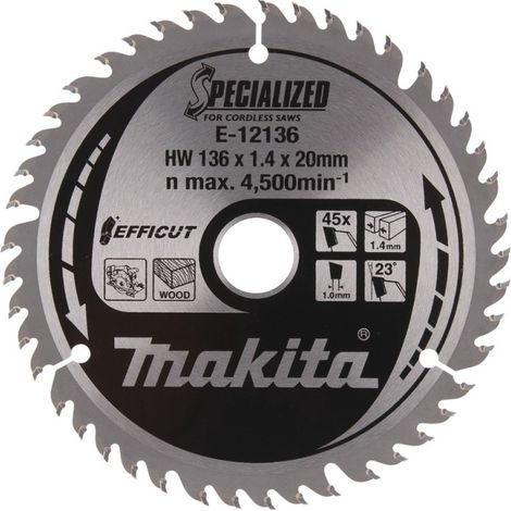Makita Sägeblatt Säge Holz 136x1,4x20 Z45 EFFICUT E-12136