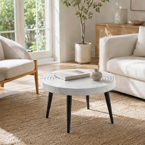 Table basse coloris blanc en mDF métal 60 x 60 x 37 cm (1/5)