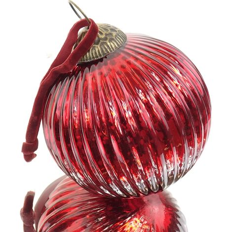 Riffelmacher Prunkvoller Weihnachtsschmuck Kugel Rot gerippt Antikstil Ø 10 cm - Glas (1/3)