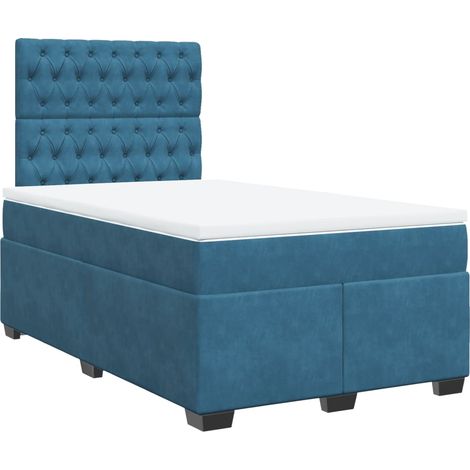 vidaXL Giroletto a Molle con Materasso Blu 120x190 cm in Velluto (1/5)