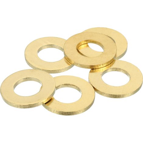6Pcs Rondelle Métal Plate Laiton, Kit Rondelles Cuivre M14 Rondelles Écrasables Assortiment, 14mm ID, 28mm OD, 2.5mm Épaisseur Pour Boulons Vis Réparation, Construction (1/5)