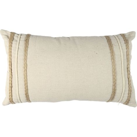 Coussin Déco Tressé "Natural Crush" 30x50cm Beige (1/4)