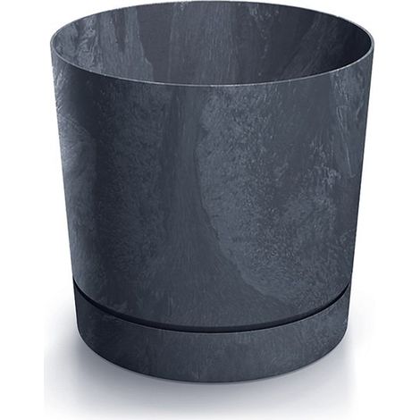 Tubo P Betonoptik 240E Runder Blumentopf mit Untersetzer  Anthrazit