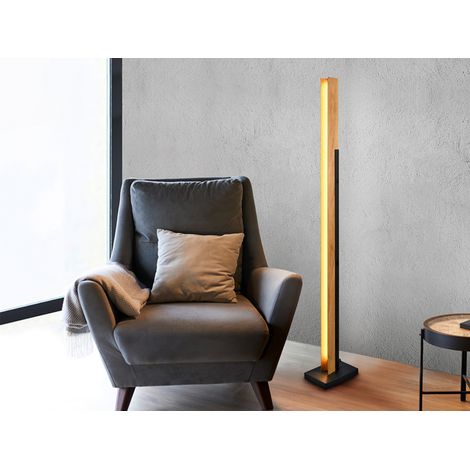 Kleine LED Stehlampe KERALA aus Holz mit Touch Dimmer, Höhe 120cm (1/5)