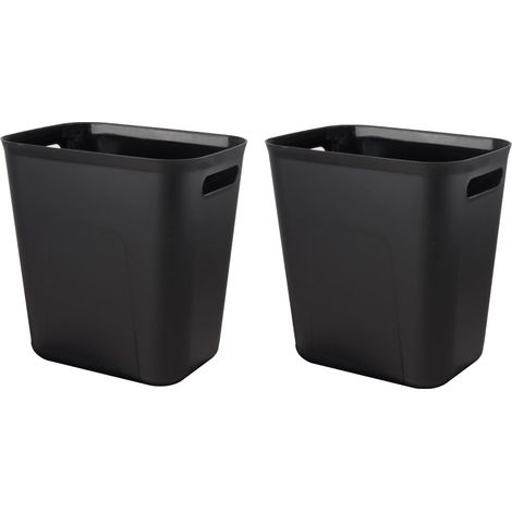 Lot de 2 corbeilles en plastique pour salle de bain, cuisine, bureau, chambre d'enfant, noir, 10 l (1/5)