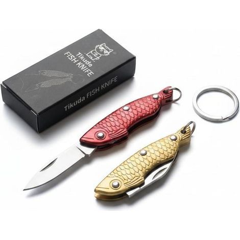 Mini Taschenmesser 2er Set Edelstahl Klappmesser mit Schlüsselanhänger
