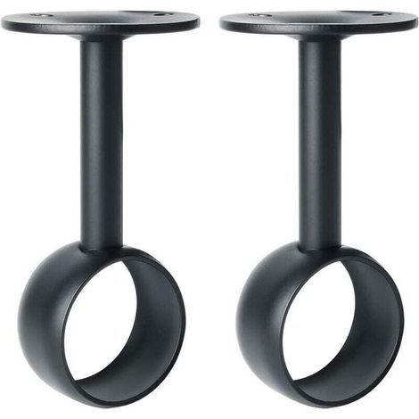 Support de Tringle à Rideaux Support Tringle Penderie avec Vis Support de Plafond pour Rideau et Armoire, Noir Mat en Acier Inoxydable, Diamètre 32 mm, 2 Pcs