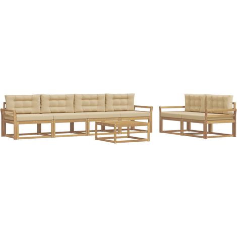 Outdoor Sofa Set 6 pcs White and Beige vidaXL (1/5)