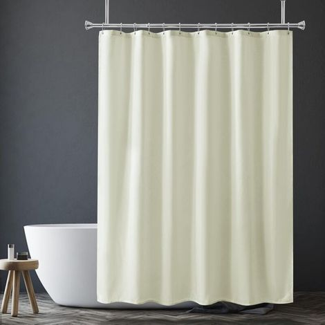 180 cm wide x 180 cm high, thick, waterproof, and mildew-resistant plain beige polyester shower curtain for bathrooms and hotels, room divider curtain (1/3)