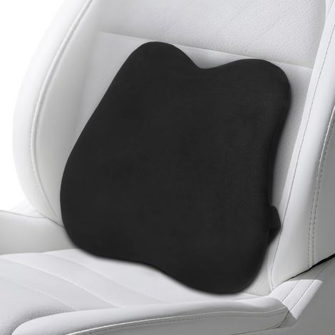 Cojín lumbar ergonómico de espuma viscoelástica para coche, ideal para oficina o silla, color negro y portátil. (1/5)
