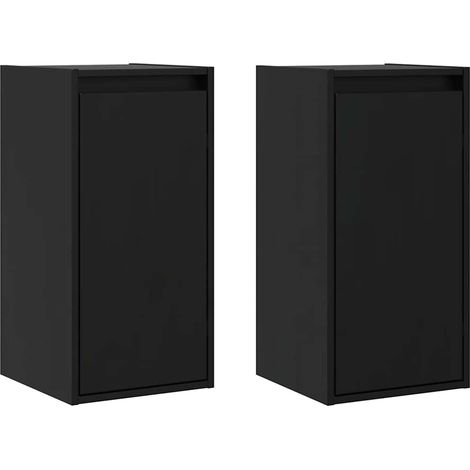 Maison Exclusive - Wandschränke 2 Stk. Schwarz 30x30x60 cm Massiv (1/5)