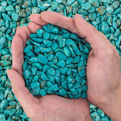 Pierre concassée en howlite bleue et turquoise de 0,2 kg - Pierres polies pour remplissage de vases, décoration de jardin et d'aquarium - 5 à 7 mm