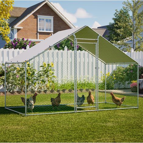 Recinto para gallinas 3 x 1,5 x 2 m de acero galvanizado con techo PE OKMYHOME (1/5)