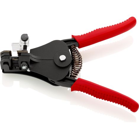 KNIPEX 12 11 180 EAN Pince à dénuder avec couteaux de forme gainées en plastique noire laquée 180 mm