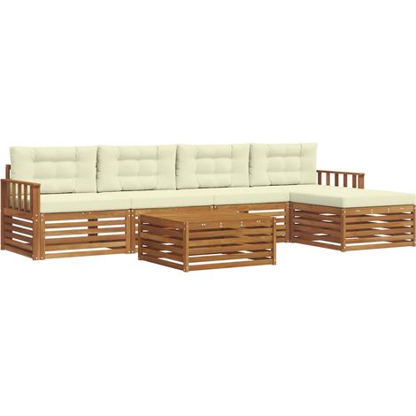 Conjunto de sofás de exterior con cojín 6 pcs Natural y Crema vidaXL (1/5)